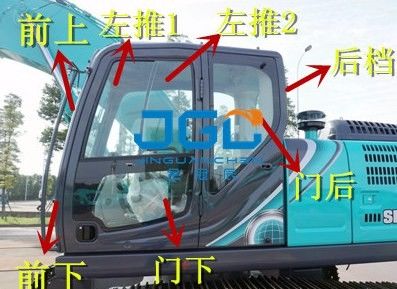 SK210 250 260 het Glas van 350lc-10 Graafwerktuigfront and rear windshield laminated