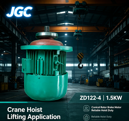 ZD122-4 Kraanhefmotor Type 1.5KW Conische Rotor Remmotor