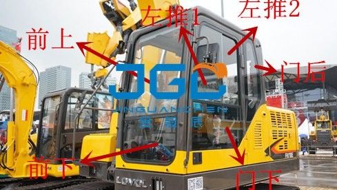 De Vensters van het Graafwerktuigfront and rear doors and van FR200E 220E 170E 130 260E, Linker en Juist Glas