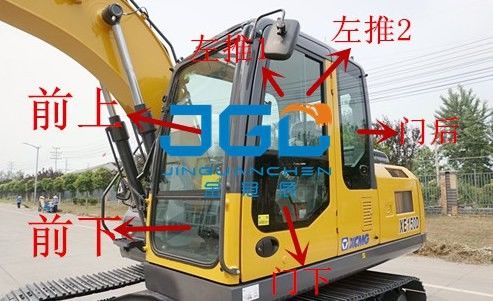 XE150D 155DK Graafmachine Voor- en achterdeuren en ramen Links en rechts gelamineerde voorruit