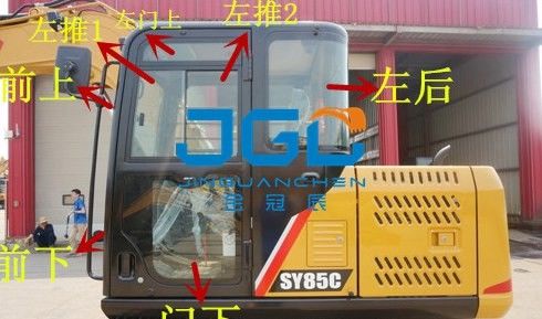 SY85C 70 95C Graafmachine Voorstel Achterruit en bovenste en onderste voorruit