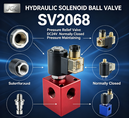 SV2068 Hydraulische Solenoïde Kogelkraan Drukregelklep Schroefdraad Cartridge DC24V Normaal Gesloten Drukhandhavingsklep