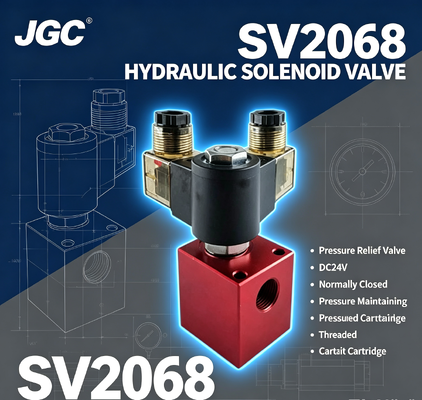 SV2068 Hydraulische Solenoïde Kogelkraan Drukregelklep Schroefdraad Cartridge DC24V Normaal Gesloten Drukhandhavingsklep