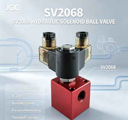 SV2068 Hydraulische Solenoïde Kogelkraan Drukregelklep Schroefdraad Cartridge DC24V Normaal Gesloten Drukhandhavingsklep