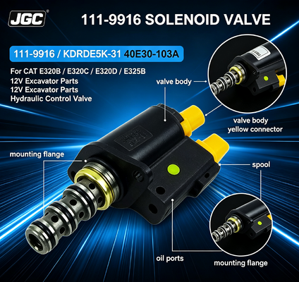 111-9916 12V Graafmachine Groep Solenoïde Klep Onderdeelnummer KDRDE5K-31 40E30-103A voor CAT E320b E320c E320d E325b